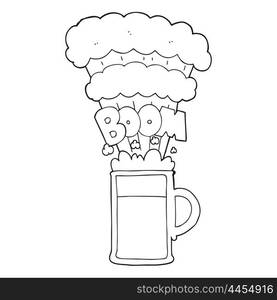 freehand drawn black and white cartoon exploding beer