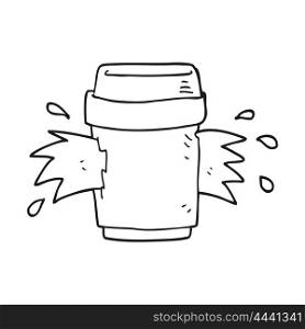 freehand drawn black and white cartoon exploding coffee cup