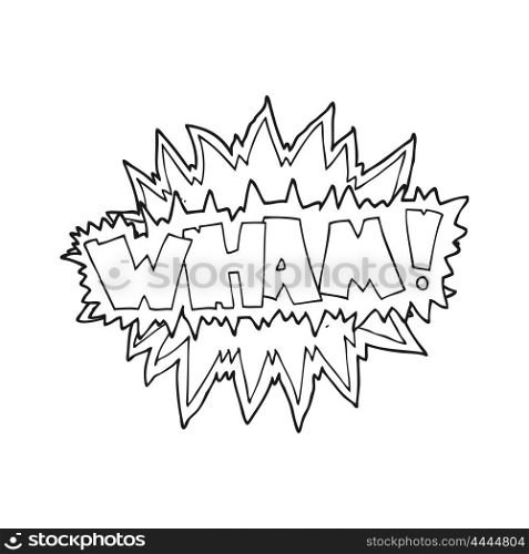 freehand drawn black and white cartoon explosion sign