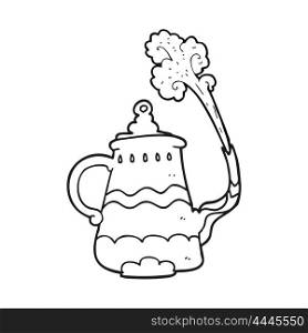 freehand drawn black and white cartoon fancy coffee pot