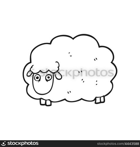 freehand drawn black and white cartoon farting sheep