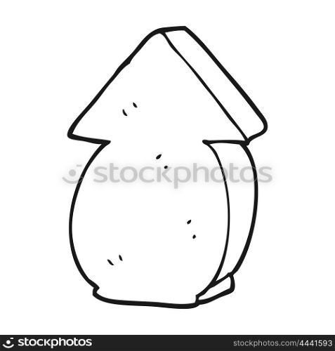 freehand drawn black and white cartoon fat arrow pointing