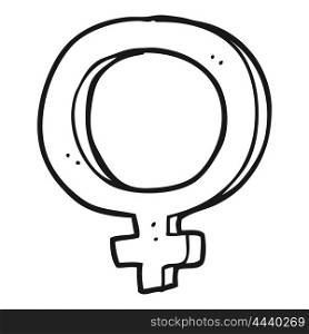 freehand drawn black and white cartoon female symbol