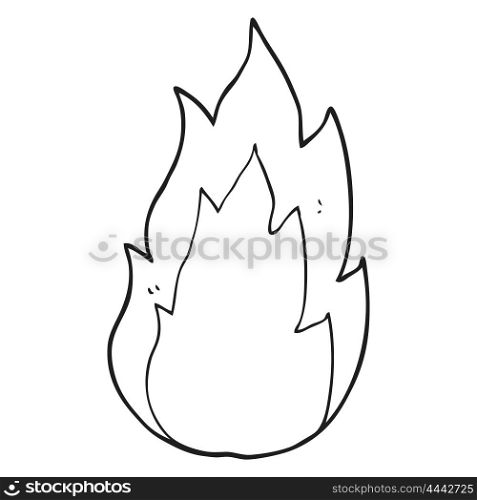 freehand drawn black and white cartoon fire