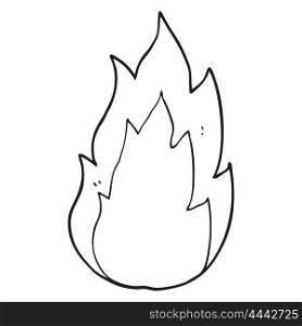 freehand drawn black and white cartoon fire