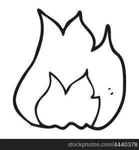 freehand drawn black and white cartoon fire symbol