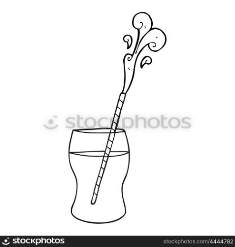 freehand drawn black and white cartoon fizzy drink