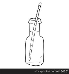 freehand drawn black and white cartoon fizzy drink bottle