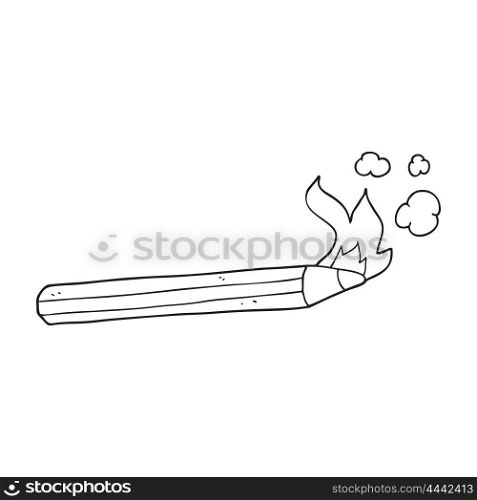 freehand drawn black and white cartoon flaming pencil