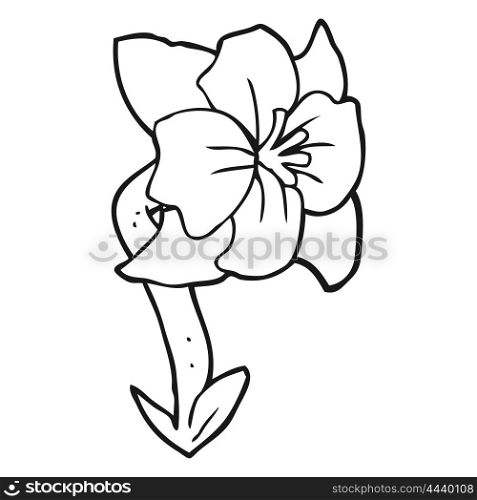 freehand drawn black and white cartoon flower