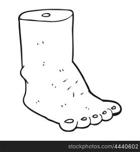 freehand drawn black and white cartoon foot