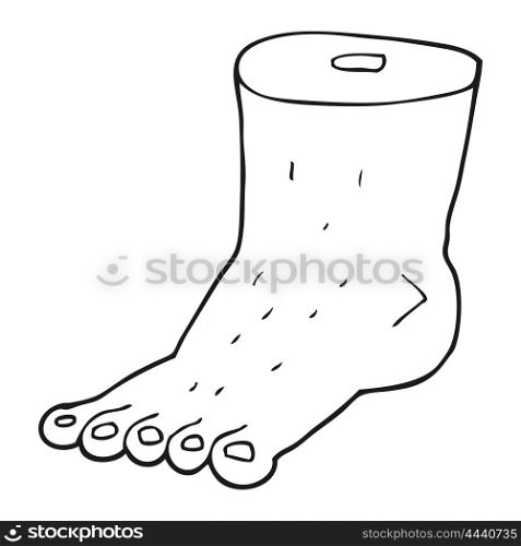 freehand drawn black and white cartoon foot
