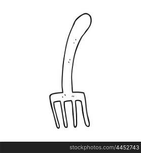 freehand drawn black and white cartoon fork