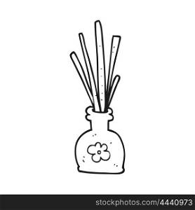 freehand drawn black and white cartoon fragrance oil reeds