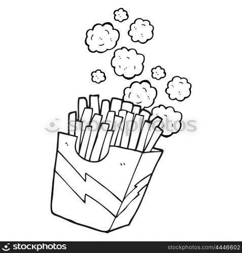 freehand drawn black and white cartoon french fries