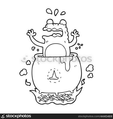 freehand drawn black and white cartoon funny halloween toad