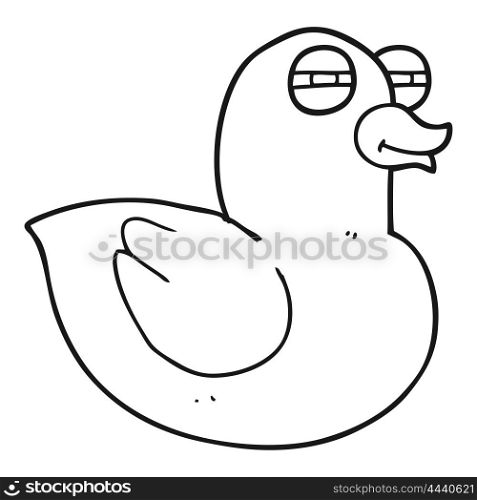 freehand drawn black and white cartoon funny rubber duck