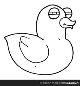 freehand drawn black and white cartoon funny rubber duck