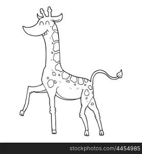 freehand drawn black and white cartoon giraffe