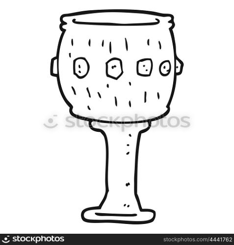 freehand drawn black and white cartoon goblet