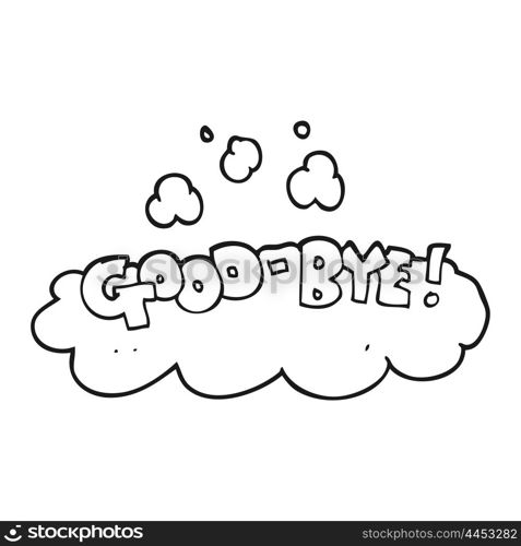 freehand drawn black and white cartoon good-bye symbol