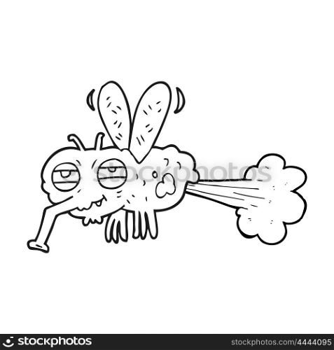 freehand drawn black and white cartoon gross farting fly