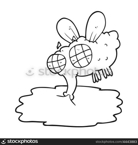 freehand drawn black and white cartoon gross fly