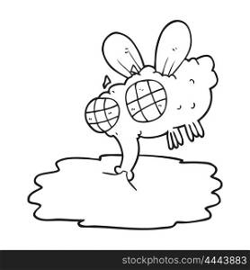 freehand drawn black and white cartoon gross fly