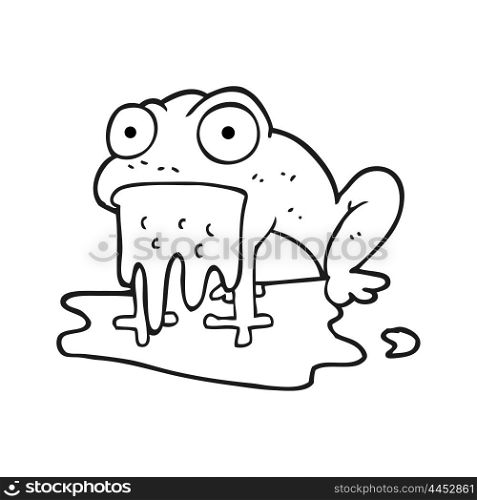 freehand drawn black and white cartoon gross little frog