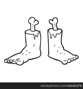 freehand drawn black and white cartoon gross severed feet