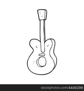 freehand drawn black and white cartoon guitar