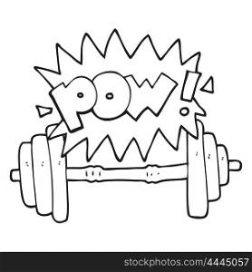 freehand drawn black and white cartoon gym barbell