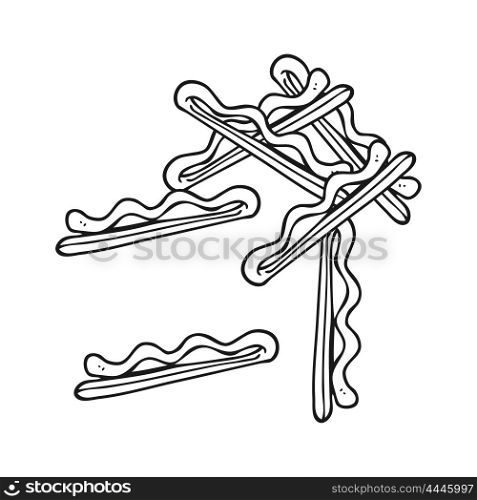 freehand drawn black and white cartoon hair clips