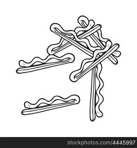 freehand drawn black and white cartoon hair clips
