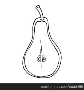 freehand drawn black and white cartoon half pear