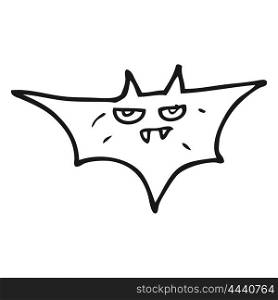 freehand drawn black and white cartoon halloween bat