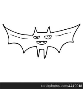 freehand drawn black and white cartoon halloween bat