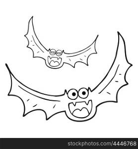 freehand drawn black and white cartoon halloween bats