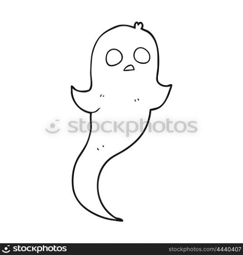 freehand drawn black and white cartoon halloween ghost