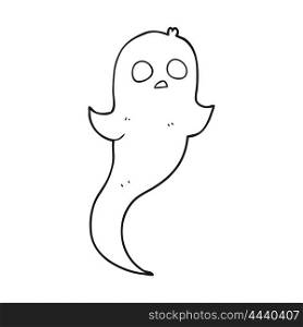 freehand drawn black and white cartoon halloween ghost