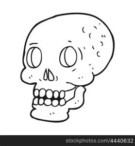 freehand drawn black and white cartoon halloween skull
