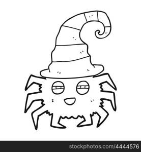 freehand drawn black and white cartoon halloween spider