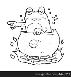 freehand drawn black and white cartoon halloween toad