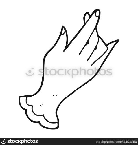 freehand drawn black and white cartoon hand