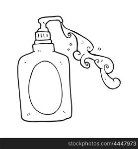 freehand drawn black and white cartoon hand soap squirting