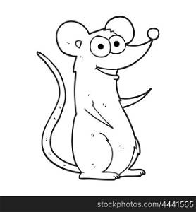 freehand drawn black and white cartoon happy mouse