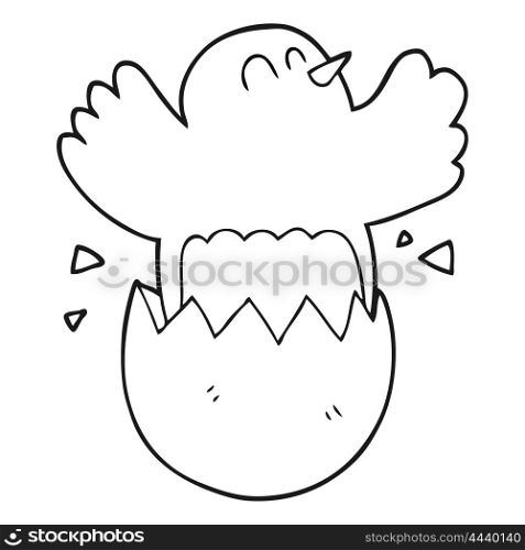 freehand drawn black and white cartoon hatching egg