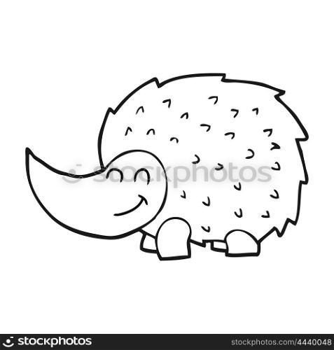 freehand drawn black and white cartoon hedgehog
