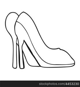 freehand drawn black and white cartoon high heel shoes