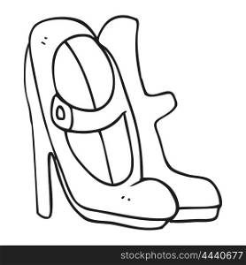 freehand drawn black and white cartoon high heeled shoes